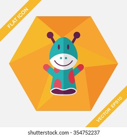 Giraffe hand puppet flat icon with long shadow,eps10