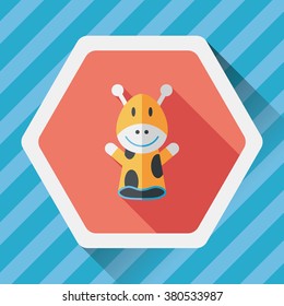 Giraffe hand puppet flat icon with long shadow,eps10