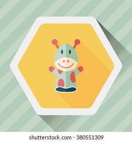 Giraffe hand puppet flat icon with long shadow,eps10