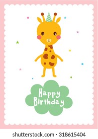 giraffe happy birthday greeting card