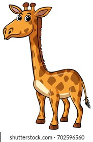 Giraffe with happy face on white background illustration