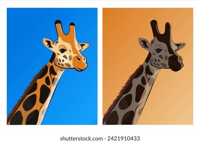 giraffe head, african animal design, flat vector illustration 