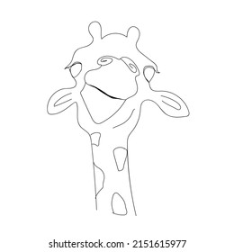 Giraffe Head Continuous One Line Drawing. Giraffe One Line Drawing. Minimalist Contour Safari Animal Illustration.