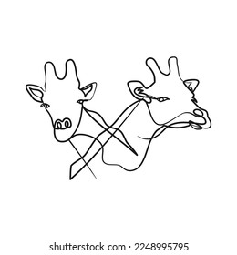 Giraffe head continuous one line art design, Giraffe single line drawing
