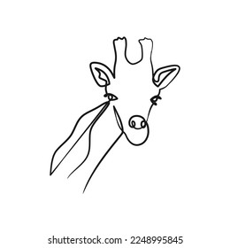 Giraffe head continuous one line art design, Giraffe single line drawing