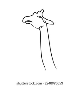 Giraffe head continuous one line art design, Giraffe single line drawing