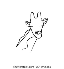 Giraffe head continuous one line art design, Giraffe single line drawing