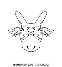 Giraffe head doodle cartoon vector illustration for coloring book