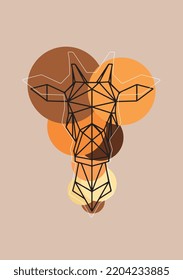 Giraffe head drawn in illustrator, color circles. The finished image of a funny animal on the background.