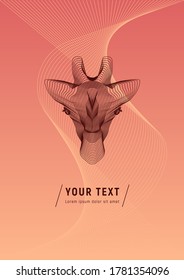 Giraffe head geometric gradient covers A4 template. Animal pattern, placard, a poster on colorful background