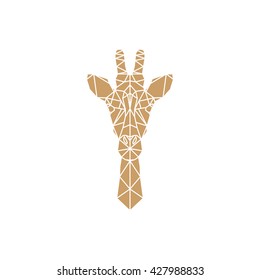 Giraffe head geometric lines silhouette isolated on white background. Abstract geometric polygonal triangle illustration for use in design for card, invitation, poster, banner.
