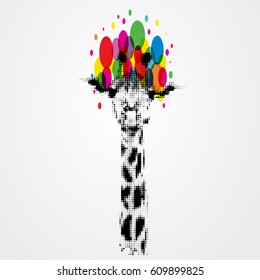 giraffe head halftone abstract colorful