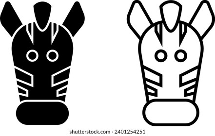 icono de la cabeza de jirafa en el estilo de relleno y línea. Ilustración del vector