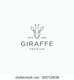 Girafra línea de la cabeza de arte logotipo icono diseño de icono vector plano
