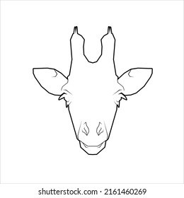 Giraffe Head Line Art for Logo or Graphic Design Element. Vector Illustration