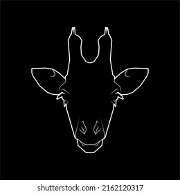 Giraffe Head Line Art for Logo or Graphic Design Element. Vector Illustration