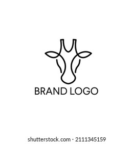 Giraffe head line design logo. Vector icon tribal design