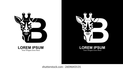 giraffe head logo design combined with the letter B