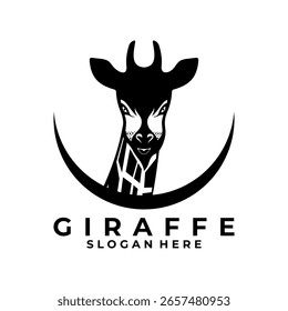 Plantilla de Vector de diseño de logotipo de cabeza de jirafa. Logotipo animal simple