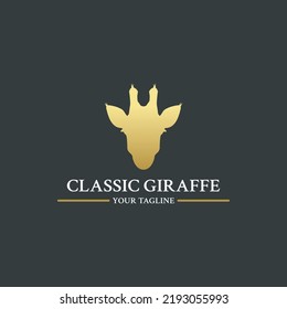 Giraffe Head Logo Vector For Company or Product Symbol Design.  Best Giraffe Head Silhouette Vector Logo Icon Illustration.