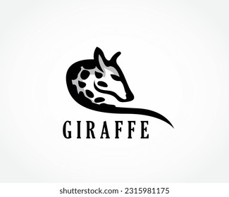 Giraffe head long neck logo design template illustration inspiration