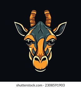 logo de la mascota de la cabeza de la jirafa.  color plano