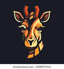 logo de la mascota de la cabeza de la jirafa.  color plano