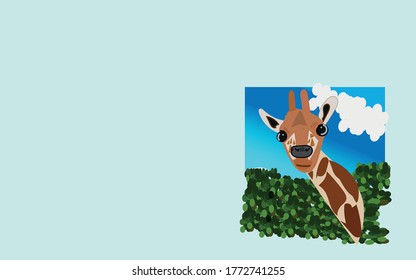 Giraffe head on a green background. vector