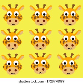 Giraffe Head Seamless Pattern. In Cute Cartoon Style.