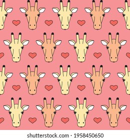 Giraffe head seamless pattern. Vector illustration design for fashion fabrics, animal textile graphics, prints, wallpapers and other uses