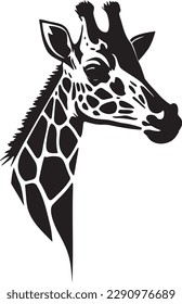 Giraffe head silhouette on a white background. Stylization, logo.