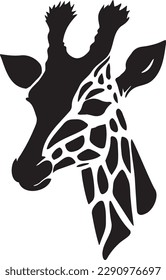 Giraffe head silhouette on a white background. Stylization, logo.