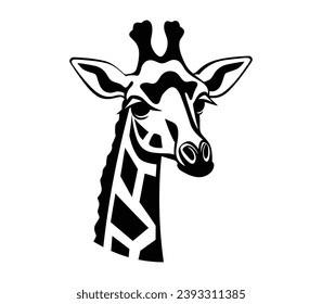 Giraffe head silhouette, vector illustration on white background