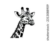 Giraffe head silhouette. white background. Vector illustration