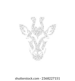 Das Giraffenkopfsymbol mit schwarzen Punkten. Pointillismus-Stil. Vektorgrafik auf weißem Hintergrund