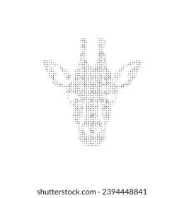 The giraffe head symbol filled with black dots. Pointillism style. Vector illustration on white background