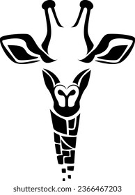 Giraffe head tattoo, tattoo illustration, vector on a white background.