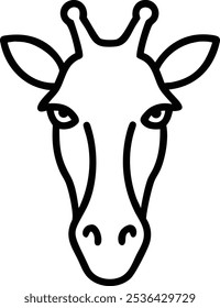 Giraffe head vector Art, Icon, Logo and Graphics. Giraffe head outline and line art illustration design. Lion head black and white.