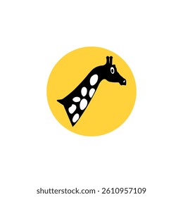 giraffe head vector with black color and yellow circle