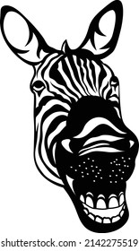 Giraffe head. vector illustration of a young giraffe face.
Vector black silhouette wild animal. Wild animal logo artwork design. Black and white vector illustration. Clipart of a giraffe smiling face