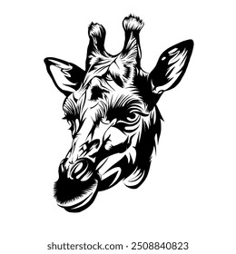 giraffe head vector line art,design illustration 
