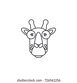 giraffe head vector line icon, sign, illustration on background, editable strokes