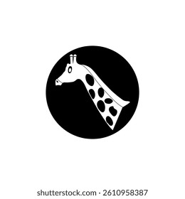 giraffe head vector with white color and black circle
