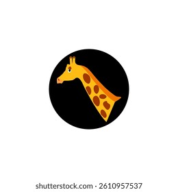 giraffe head vector with yellow color and black circle