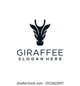 Giraffe head vintage retro silhouette logo design vector inspiration concept