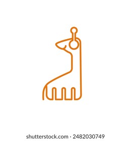 giraffe in headphones simple vector illustration
