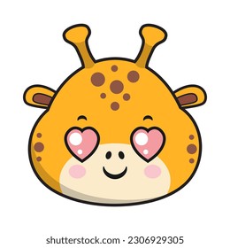 Giraffe Heart Eyes Face Sticker Emoticon Head Isolated