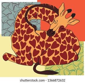 giraffe with heart skin pattern hearts