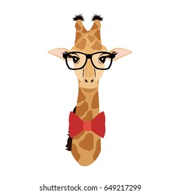 giraffe hipster animal wearing glasses fashion