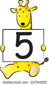 Giraffe holding the numbers of the cards